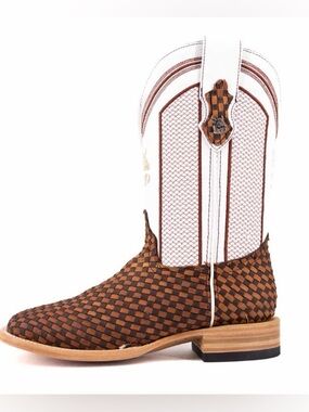 Rock’em Men's Brown Woven Cowboy Boots - Classic Western Style